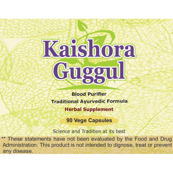 Kaishore Guggulu (Blood Purifier & healthy skin) 90 Vege Capsules, 1 gm each