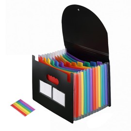 Files Folder Organizer/Document Organizer 13Pockets Expandable Binder Paging File Organizer, Folding Document/Coupon/Receipt Organizer with Colored Labels for Office/School/Study