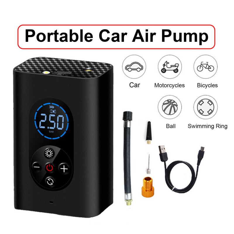 Electric Tire Inflator Mini Cordlessly Portable Car Air Compressor Rechargeable