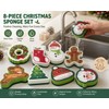 8Pcs Christmas Sponges Xmas Cute Kitchen Sponge Household Cleaning Sponges