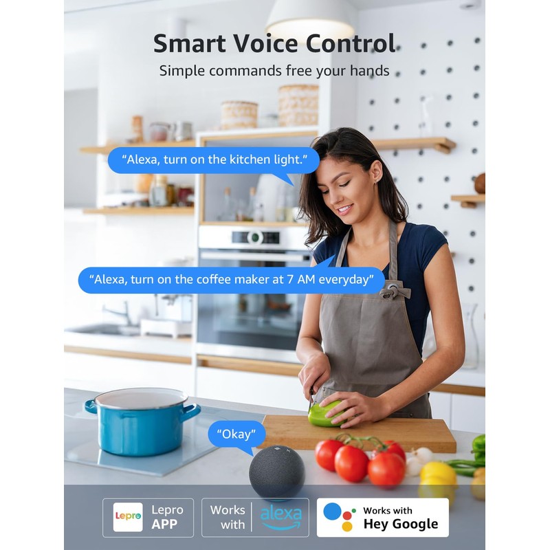 Lepro P1 Smart Plug Mini 15A, Smart Home WiFi Outlet