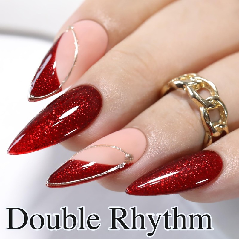 Double Rhythm 15ML Glitter Gel Polish Shimmer Reflective Holographic Color