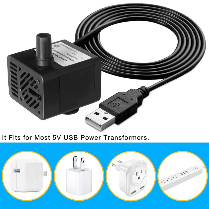 PULACO DC 5V USB Mini Submersible Water Pump with Tubing
