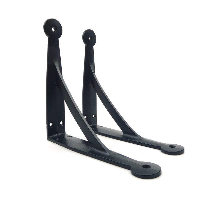 Oakcrafts - Pair of Epoxy Black Gallows Shelf Brackets Antique