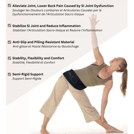 Vriksasana Posture Vriksasana Sacroiliac Hip Belt for Women and Men That Alleviate Sciatic, Pelvic, Lower Back and Leg Pain, Stabilize SI Joint | Trochanter Belt | Anti-Slip and Pilling-Resistant (Black, Regular)