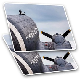 Rectangle Stickers(Set of 2) 7.5cm - Airplane Propeller Retro Plane Fun Decals for Laptops,Tablets,Luggage,Scrap Booking,Fridges, 12463