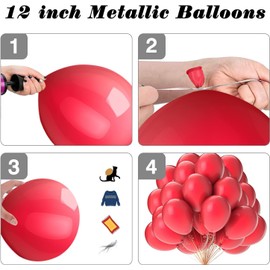 OWill Red Balloons 50 Pcs – 10 Inch Latex Balloons for Birthday Party, Baby Shower, Girls’ Celebrations, Romantic Events, Air or Helium Fillable