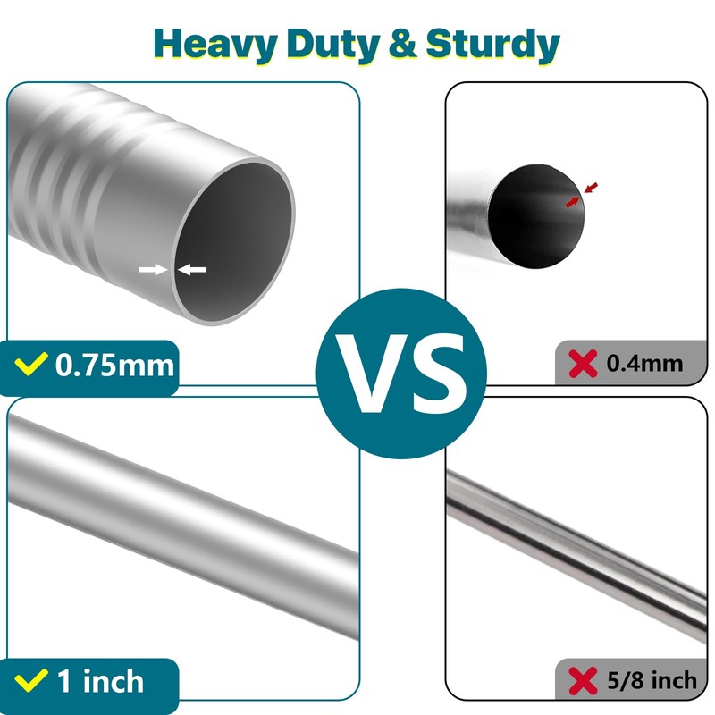 Silver Extra Long Curtain Rod 30 to 254 inch, Heavy