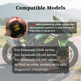 VZG OBD2 Cable Adapter for Kawasaki 4 Pin to 16 Pin OBD Diagnostic Connector,Fits ZX6R/ZX10R/ZX1000 Motorcycles ECU Diagnostic,Work with OBD2 Motorcycle Scan Tools Code Reader