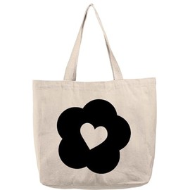 Natural Canvas Tote Bag Flower heart girly kids cute simple funny gift