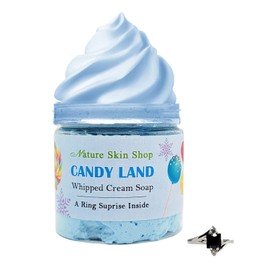 Nature Skin Shop Jewelry Whipped Soap, Body Wash, Shower, Bath & Shave Cream, RING REVEAL inside! (CandyLand)