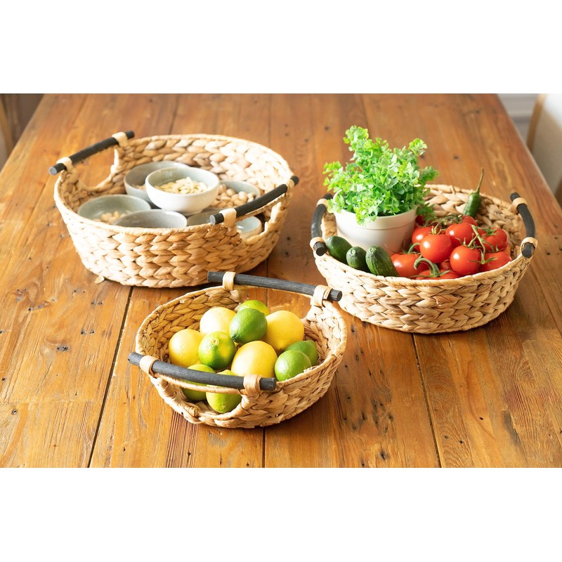 Decorasian Woven Water Hyacinth Storage Basket with Handles - Gift