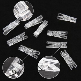 LOMIMOS 100Pcs Mini Clear Photo Clips,Mini Clothespins Transparent Plastic Clear Clips for Photo DIY Crafts Party Favors Baby Shower