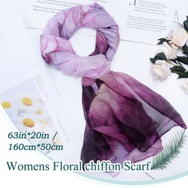 BLURBE Chiffon Scarf Women - Ladies Scarves Lightweight Floral Print Chiffon Scarfs Shawls and Wraps for Womens Spring Autumn