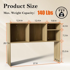 Mmucco Desk Hutch Dorm,2-Tier 4 Shelves Display Rack,Desk Shelving Desktop Bookshelf for Computer Desk,Multi-Purpose Organizer Shelf Suitable for Office Home Dormitory (Wood Color)