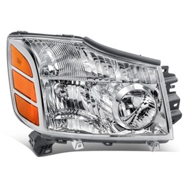 DNA MOTORING Right OE Style Headlight Compatible with 05-07 Armada / 04-06 Titan / 2004 Pathfinder, OEM-HL-0220-R