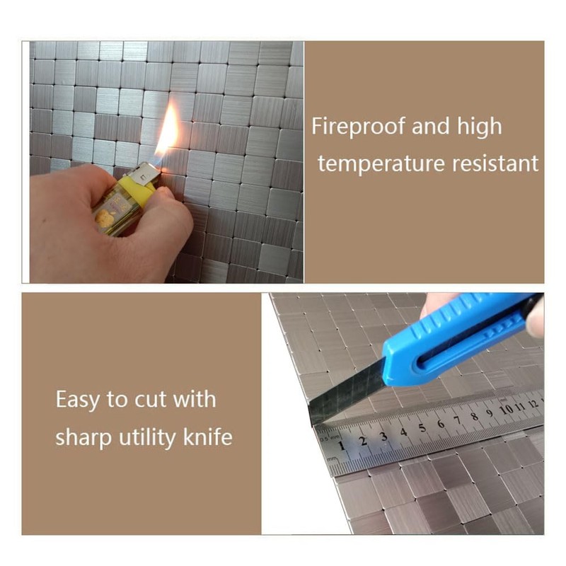 XUANINY Self-Adhesive Metal Backsplash, Peel and Stick Tile for Kitchen