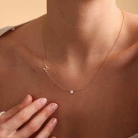 KINHOPI Gold Necklaces for Women, Dainty Initial Simple Cute Choker Necklaces for Women Trendy，m necklace