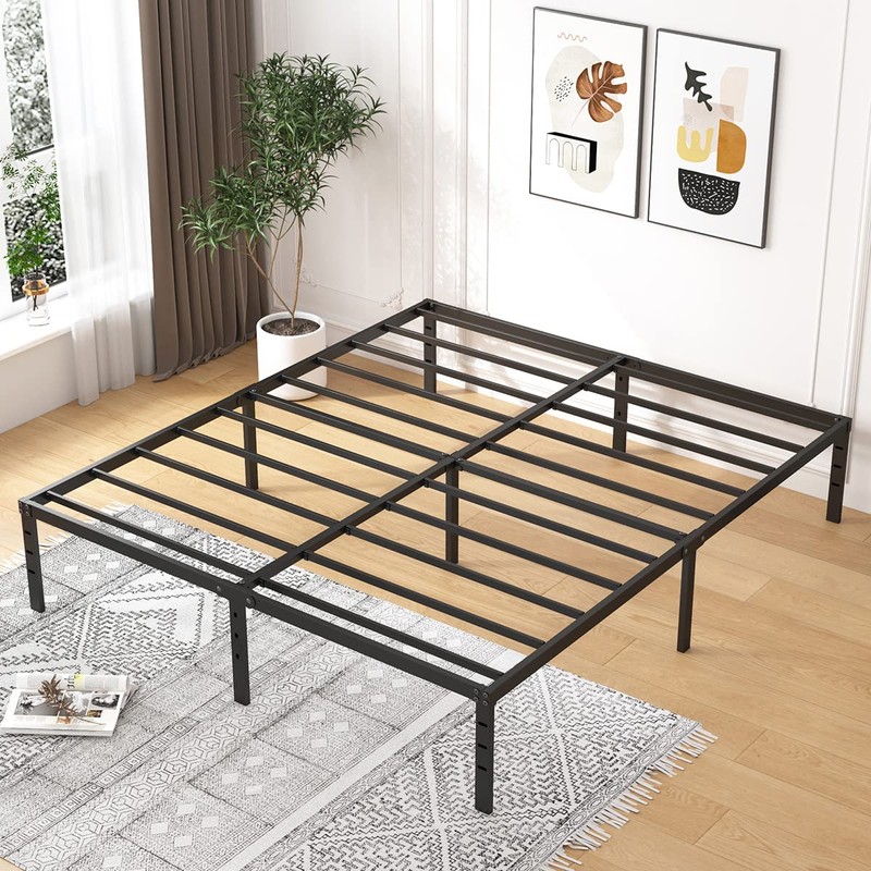 ALDRICH 18 Inch Metal King Size Bed Frame - Black