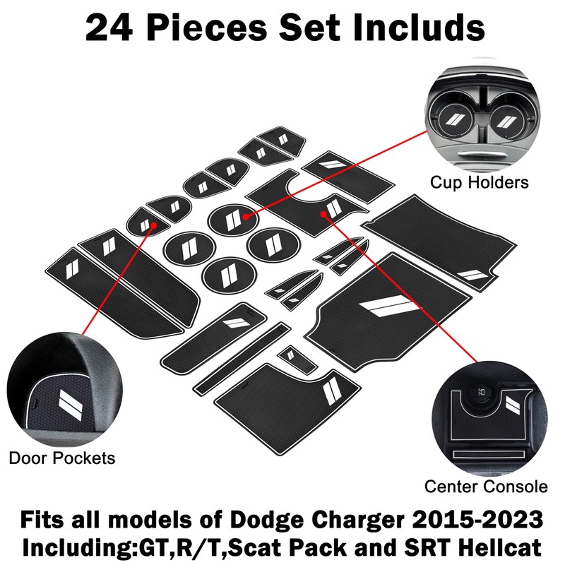 SENSHINE for Dodge Charger Accessories 2015-2022 2023 2024 Non-Slip Anti