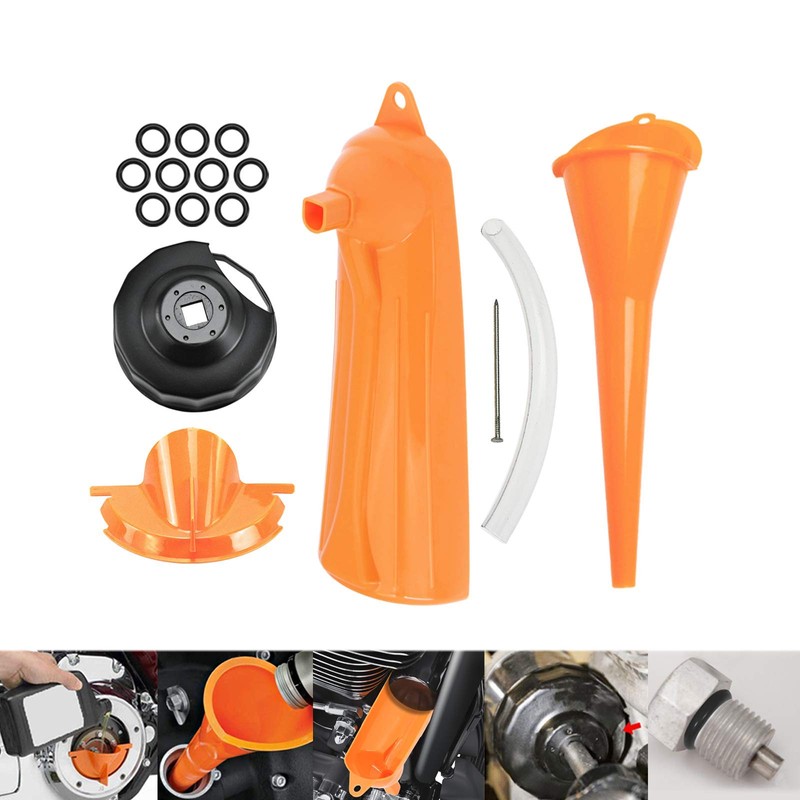HDBUBALUS Crankcase Fill Funnel Primary Case Oil Fill Oil Filter