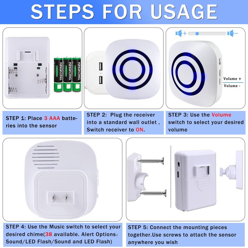Motion Sensor Alarm,Wireless Driveway Alarm Indoor Home Security Business Detector