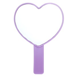 Heart-Shaped Handheld Mirror with Handle, Portable Travel Makeup Hand Mirrors Decorative Mini Heart Cosmetic Lash Mirror for Women Girls (Purple)