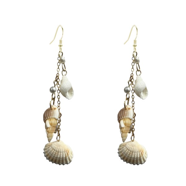 Leeniuniu Bohemian Pearl Shell Conch Tassel Earrings for Women Summer