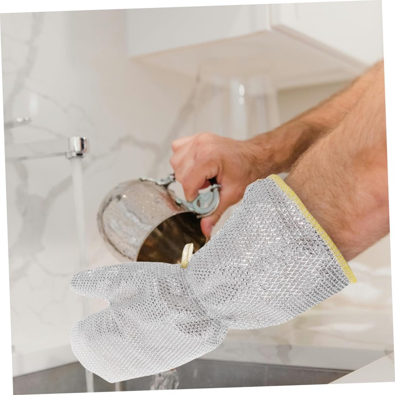 TOVINANNA 2pcs Heavy Duty Cleaning Gloves with Mesh for Kitchen