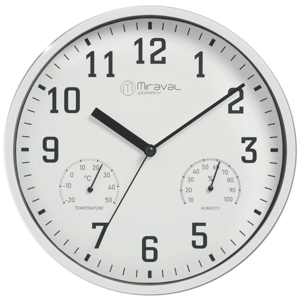 Miraval Wall Clock Thermometer Hygrometer 250 mm Kitchen Clock Living