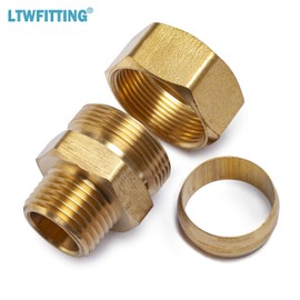 LTWFITTING Brass 7/8-Inch OD x 1/2-Inch Male NPT Compression Connector Fitting(Pack of 5)