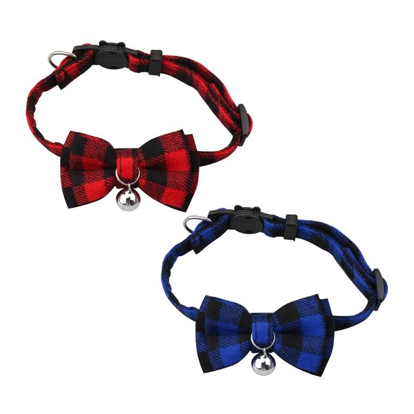 Jagowa 2 Pcs Cat Collars with Bow Tie and Bell