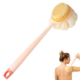 Rückenbürste Körperbürste Duschbürste Dusche mit Langem Stiel 35cm, Doppelseitige Duschbürste für Duschpeeling und Massage, Bequem - Hautfreundlich Schonend - Effektiv für Jung und Alt