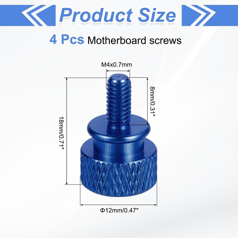 sourcing map 4Pcs M4x0.7mm Aluminum Thumb Screws, 12x18mm(ODxH) Computer Case