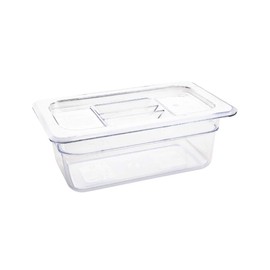 Vogue U237 Polycarbonate 1/4 Gastronorm Container, 2.4 L Capacity, 265 mm L x 162 mm W x 100 mm H, Clear