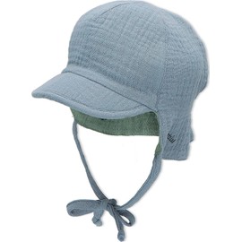 Sterntaler Boys' Peaked Cap Neck Reversible Sun Hat, grey