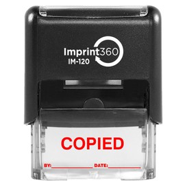Supply360 AS-IMP1103R - COPIED Stamp with by: & Date:, Red Ink, Heavy Duty Commerical Self-Inking Rubber Stamp, 9/16" x 1-1/2" Impression
