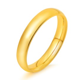 KAMASATO 4mm Stainless Steel Rings women men High Polished Dome Gold Wedding Band Comfort Fit Size 8