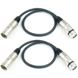 Adam Hall Cables K3MMF0050BLK Microphone Cable XLR Female to XLR Male DMX Audio Cable 3-Pin (0.5 m, Black, 2) Pack of 2
