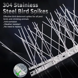 REMIAWY Bird Spikes for Pigeons Small Birds, Bird Deterrent Spikes for Outside to Keep Squirrel Cat Away, Stainless Steel Wire 5 Strips 4 Feet