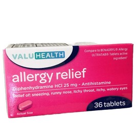 Value Health ShipN24hours. New-Value Health Allergy Realief 25 mg Tablet. 36 Tablets.