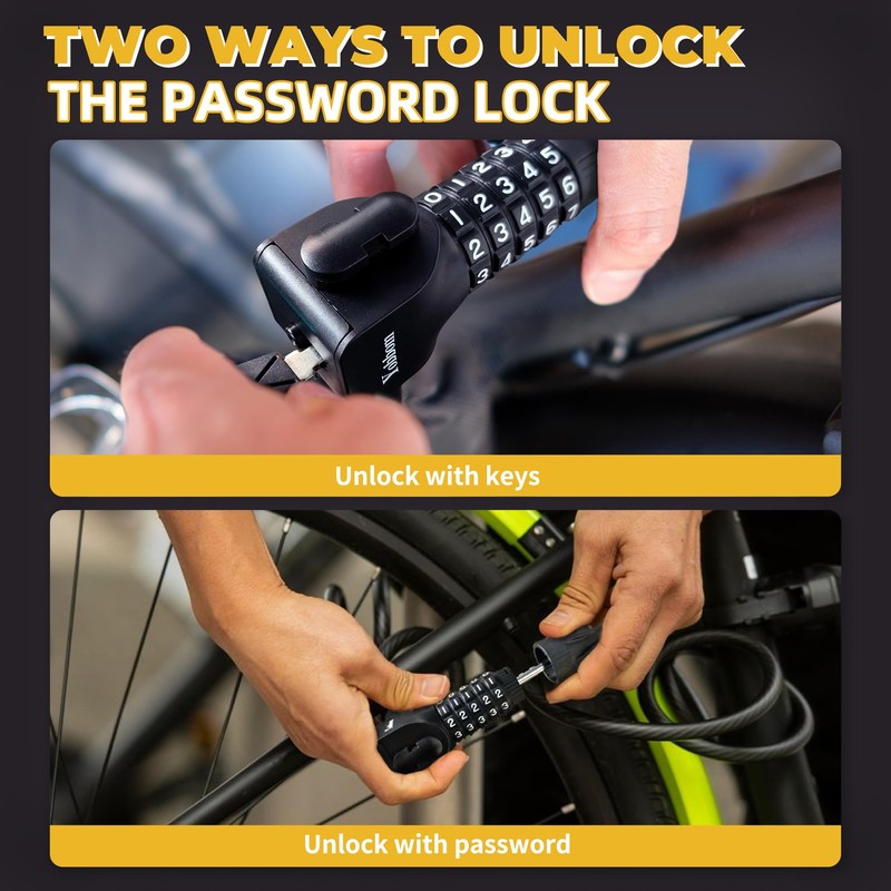 Yobbom Heavy Duty Chain Lock & Combo Cable Lock with