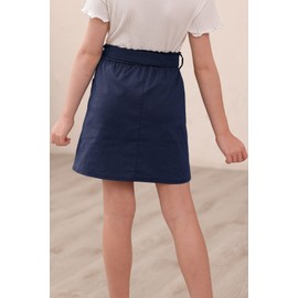 GORLYA - Bolsa de papel para niñas con cintura elástica con botones y bolsillos 4-14T, marino, 10 Años