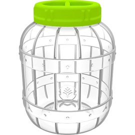 Browin Multiuso Vetro Plastica Universale 3L PET, Coperchio a Vite con Manico, Diametro 100 mm, Trasparente con Coperchio Rosso o Verde