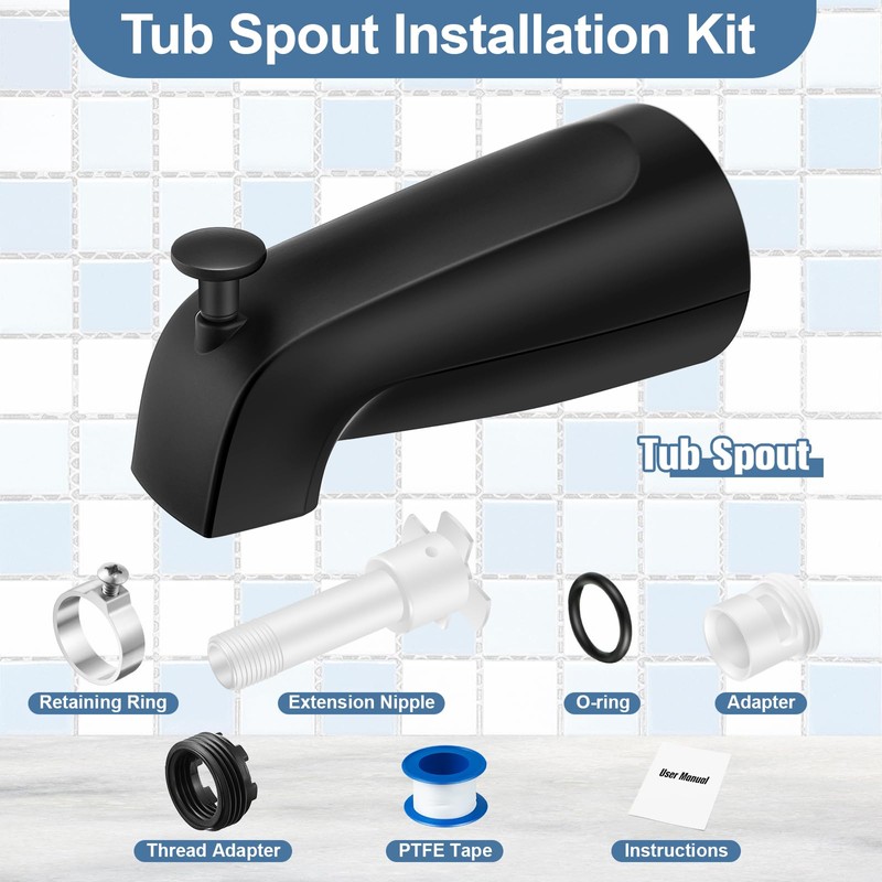 Enhon Tub Spout, Universal Fits 1/2'' Copper Pipe, 1/2'' IPS