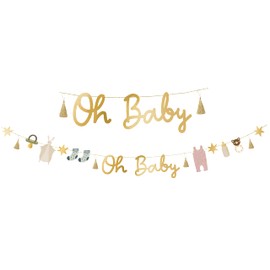 Large Garland Oh Baby Gold Decorative Banner Oh Baby Shower Decoration Baby Shower Announcement Pregnancy Gender Betrayal Party 250 cm