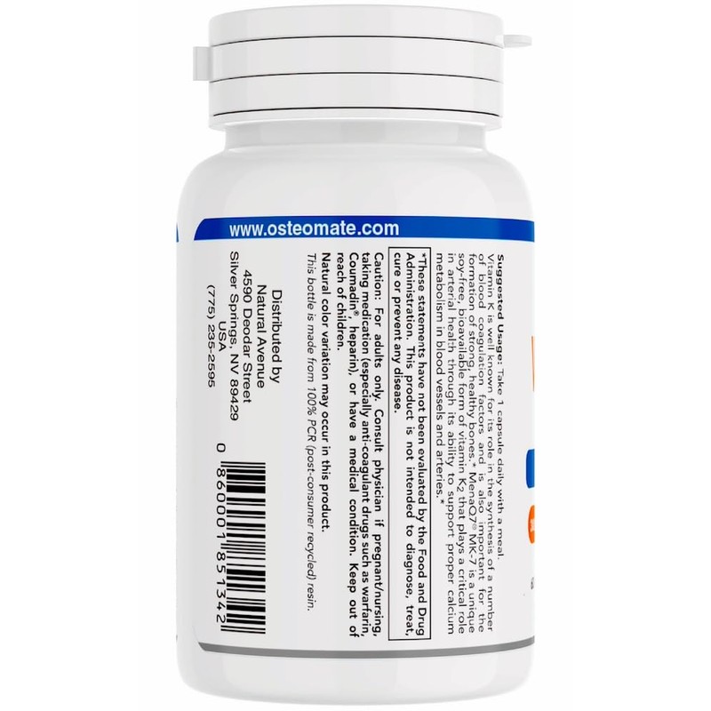 Osteo Mate® Vitamin K2 (MK-7) 300 mcg Supplement, Extra Strength,