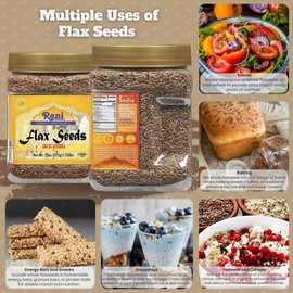 Rani Flax Seeds Whole Raw (Alsi, Linum usitatissimum) 20oz (1.25lbs) 567g PET Jar ~ All Natural | Gluten Friendly | Non-GMO | Kosher | Vegan | Indian Origin