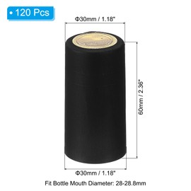 PATIKIL PVC Heat Shrink Cap with Tear Tab for Wine Bottle, 120 Pcs 30x60mm Wine Shrink Wrap Seals Sleeves Caps Shrink Top Cover for Wine Cellars Home Kitchen Use, Black