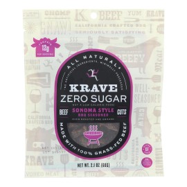 UD_Krave Beef Jerky Sugar-Free Sonoma BBQ Flavored 2.1 oz Case of 8 Dried Meat Snacks
